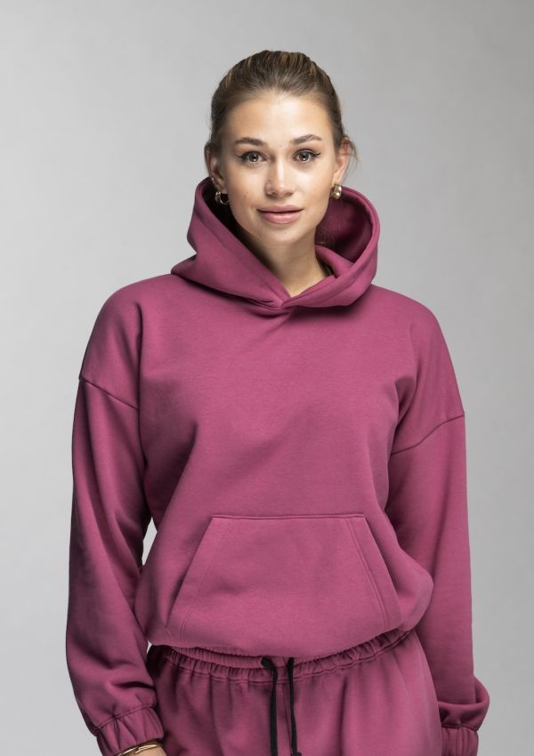 Cozy Hoodie tmavě malinová